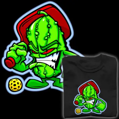 Cartoon Pickleball Shirt Angry Pickle